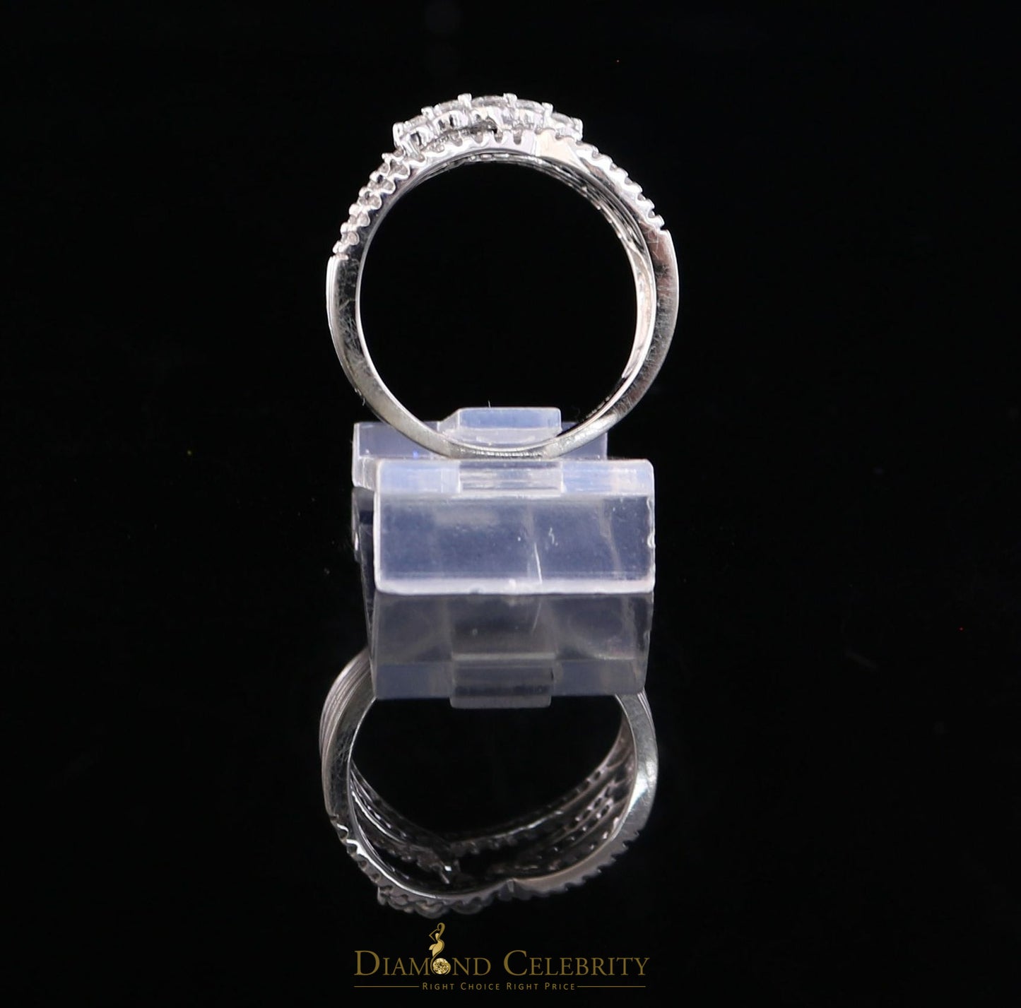 DiamondCelebritees Real 14 kt White Gold with 0.50 CT Genuine Diamond Crown Womens Ring Size 7