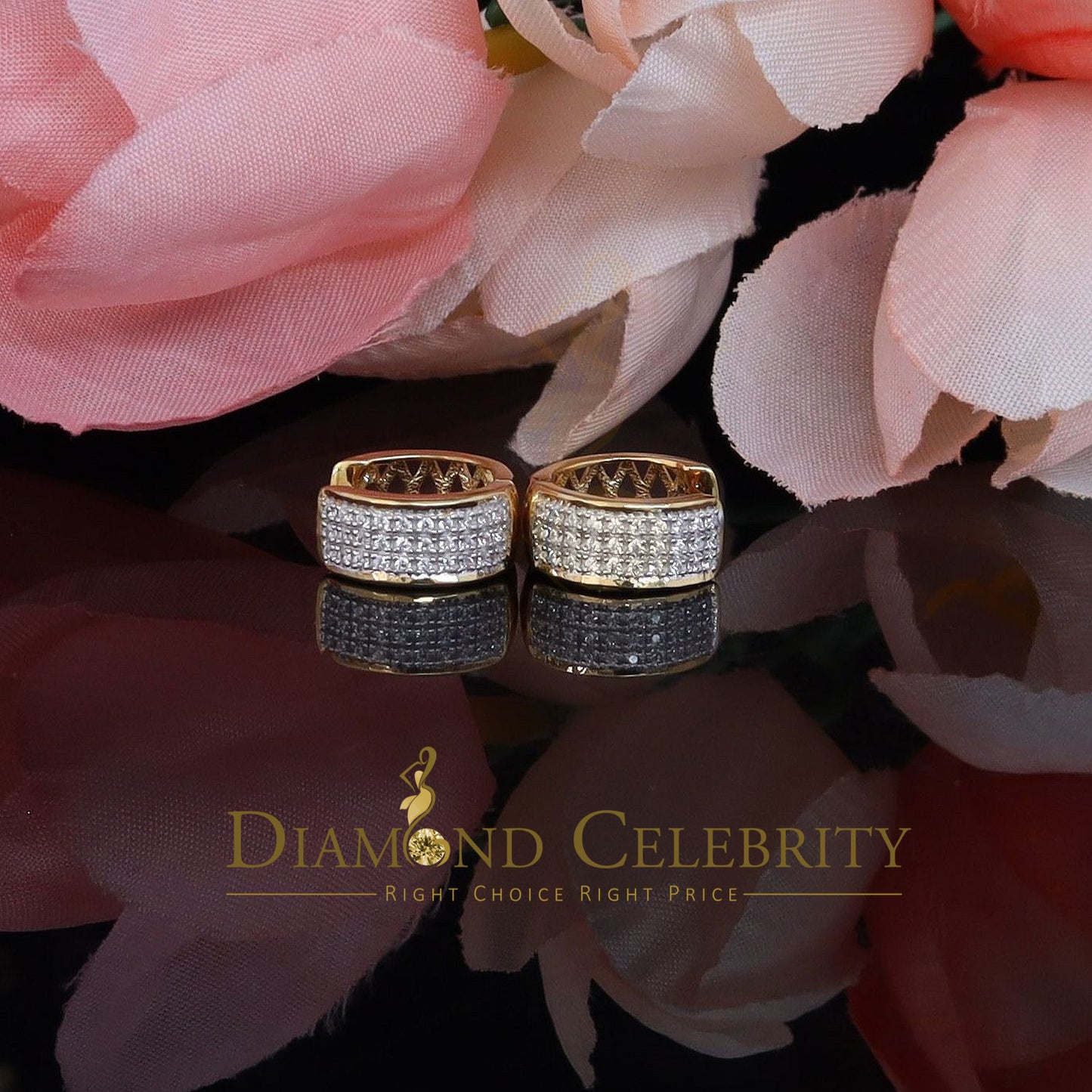 DiamondCelebritees Yellow 925 Sterling Silver 0.40ct Cubic Zirconia Women's & Men's Hoop Earrings