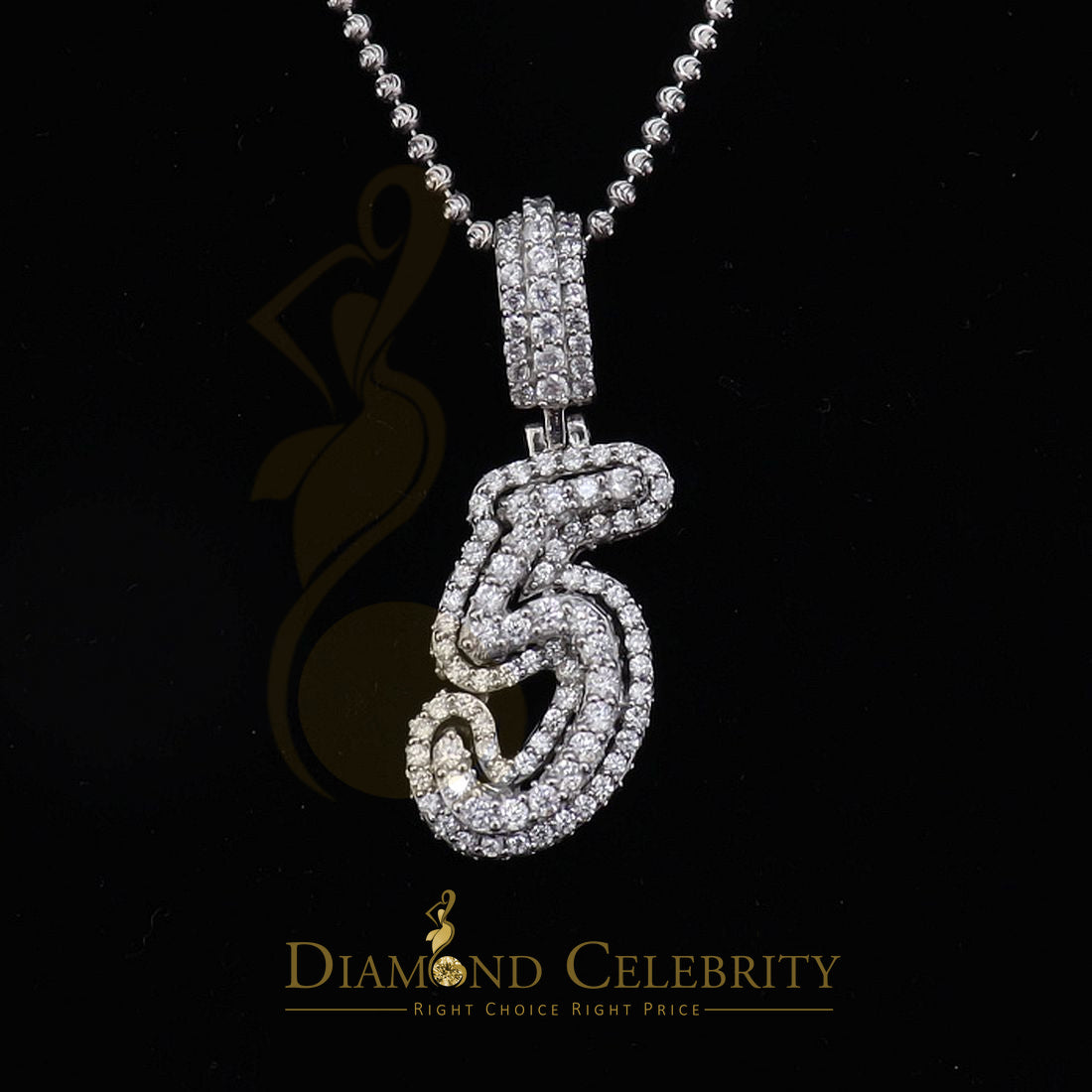 DiamondCelebritees Promise Numeric Number '1' Sterling Silver Pendant White Cubic Zirconia Stone