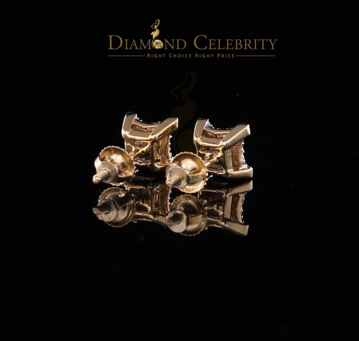 DiamondCelebritees10K Real Yellow Gold Real Diamond 0.20CT Men's/Women's Stud Micro Earring