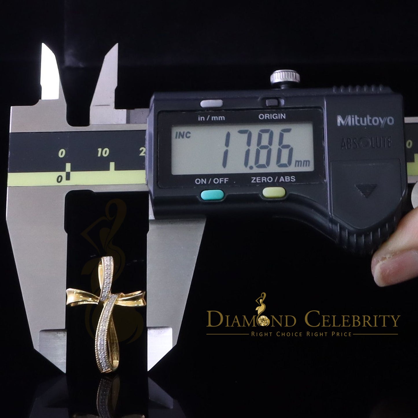 DiamondCelebritees Real 0.07ct Diamond Sterling Silver Yellow Cross Pendant