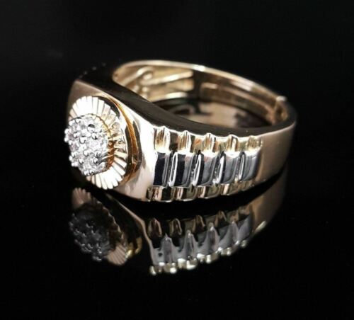 DiamondCelebritees Men's 0.30ct Cubic Zirconia Yellow Silver Round Adjustable Ring From SZ 9 to 11