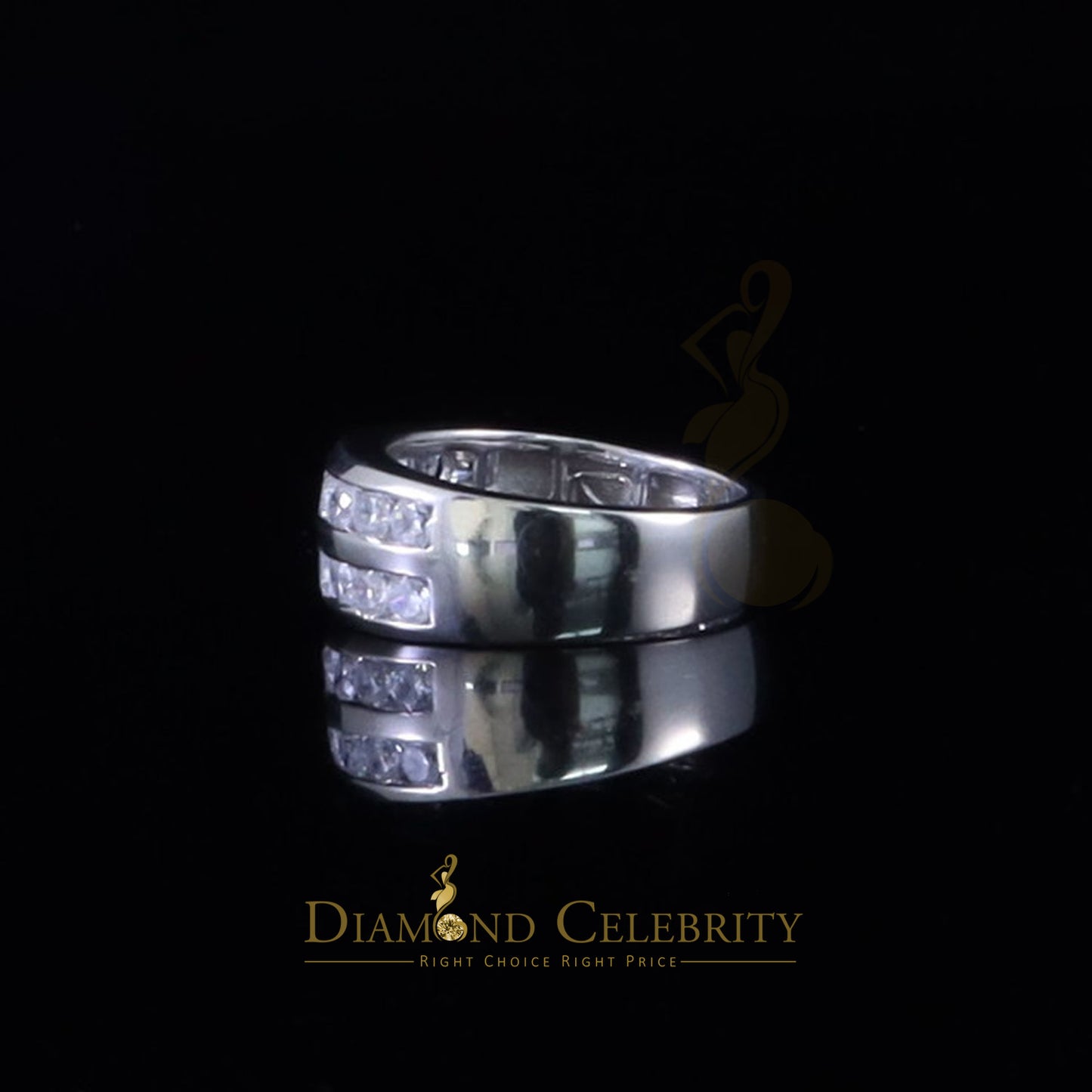 DiamondCelebritees Sterling White Silver Round 3.42ct Cubic Zirconia Round Men's Ring Size 10