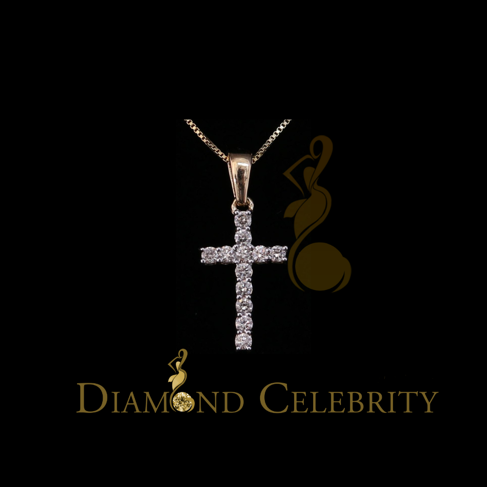 DiamondCelebritees 10k Real Gold Real Diamond 0.50ct CROSS Charm Fashion Yellow Style Pendant