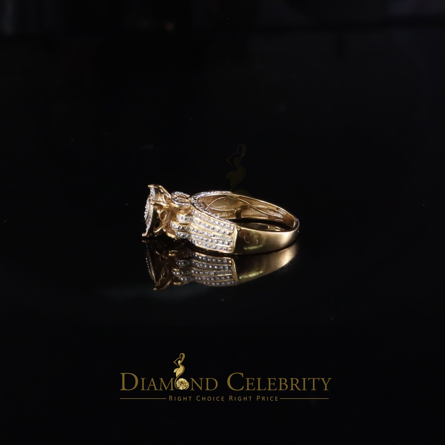 DiamondCelebritees Yellow Silver Heart Ring SZ 7 Real Diamond 0.10ct 925 Sterling Womens Engagement