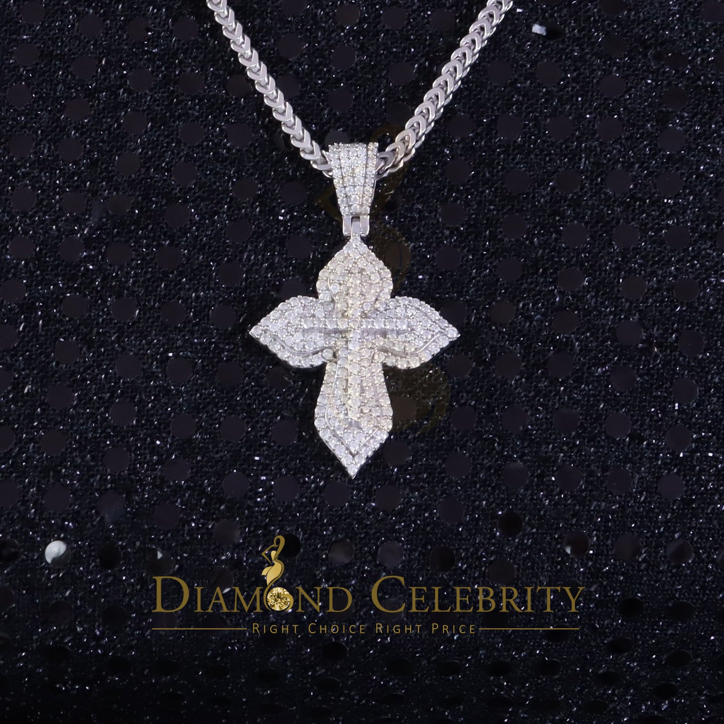 Diamondcelebritees 3.0ct VVS D Moissanite White Silver Charm Cross Floury Pendant Men's & Women's