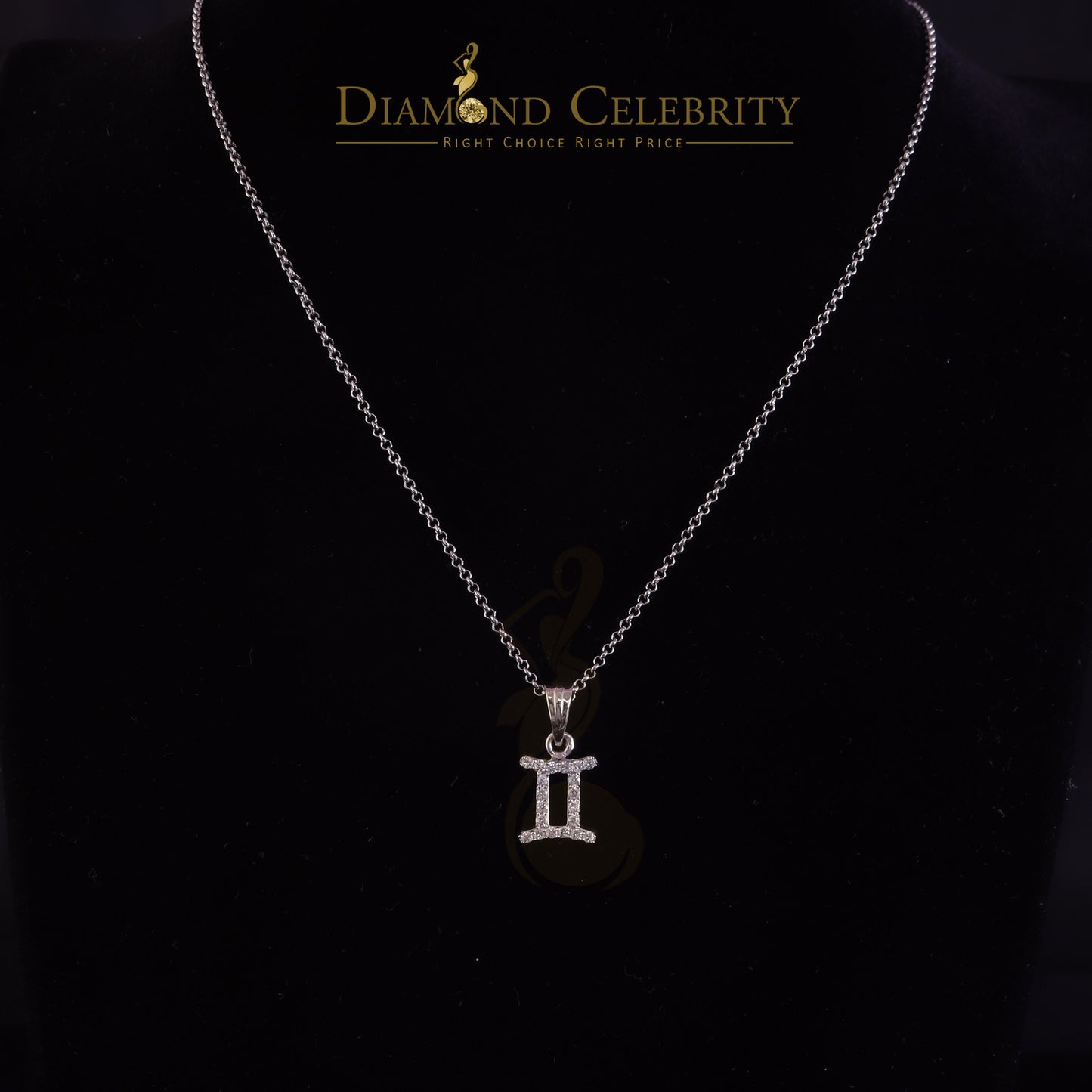 DiamondCelebritees 0.50ct Cubic Zirconia White Silver GEMINI JUNE Month Pendant Men's & Women's