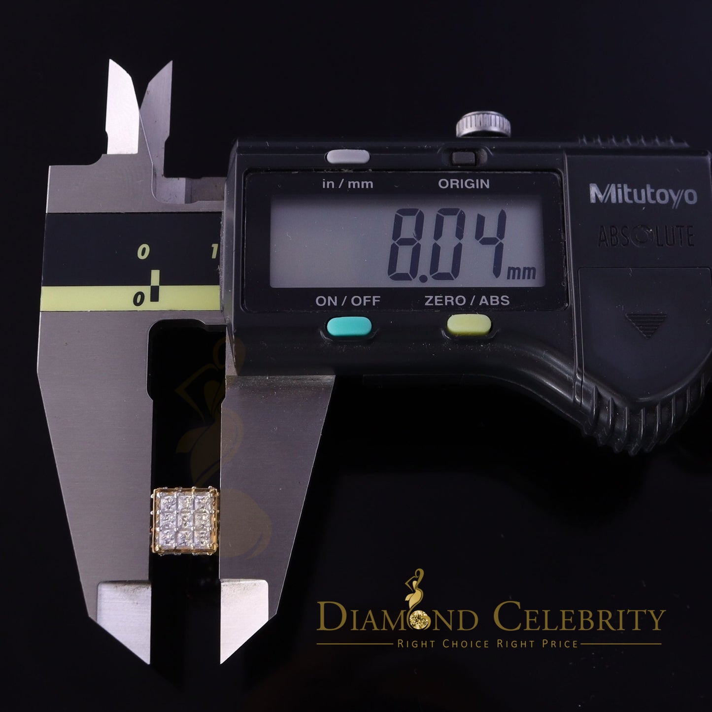 DiamondCelebritees 925 Yellow Silver Screw Back Cubic Zirconia 5.94ct Women & Men Square Earrings