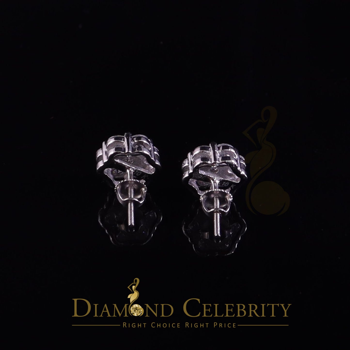 DiamondCelebritees 1.50ct Vvs 'D' Color Genuine Moissanite Stud FLORAL Earrings 10k Real White Gold
