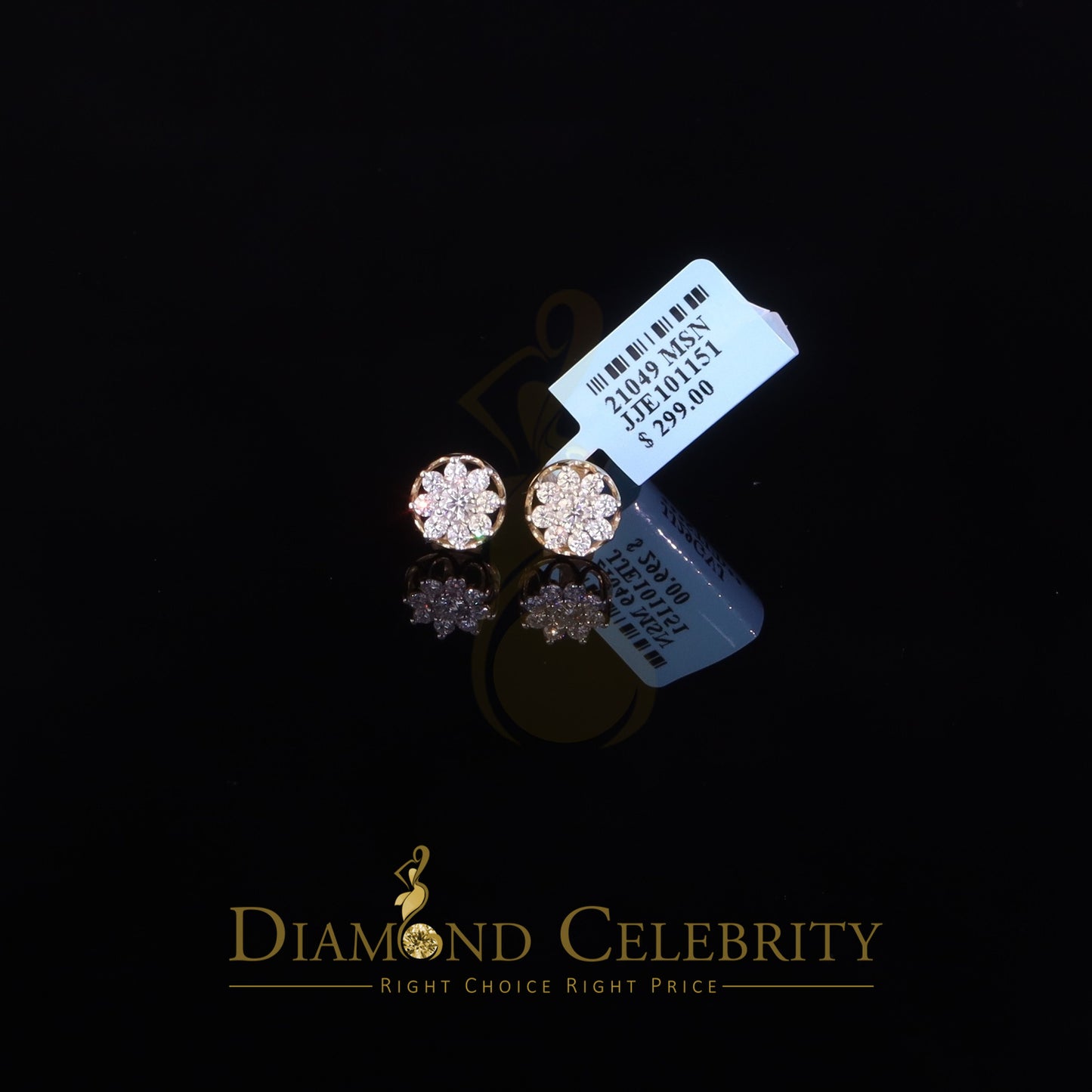 DiamondCelebritees Men's/Womens 925 Silver Yellow 0.75ct VVS 'D' Moissanite Round Stud Earrings