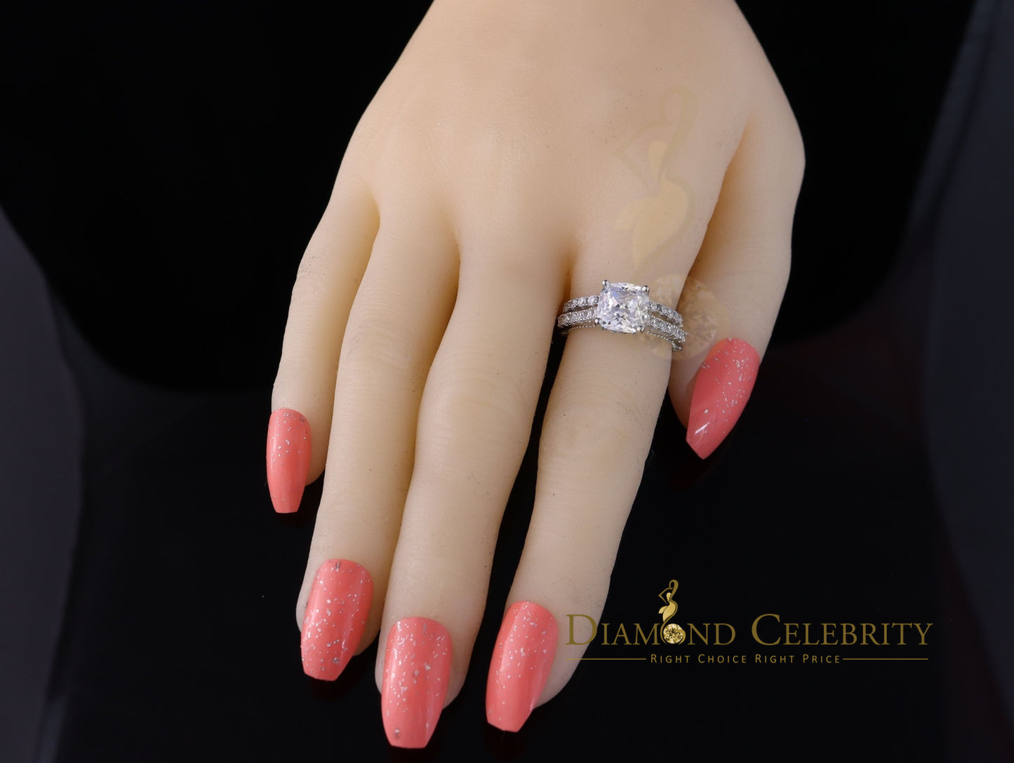 DiamondCelebritees 6.13 ct White Cubic Zirconia 925 Sterling Silver Bridal Fashion Womens Ring SZ 7