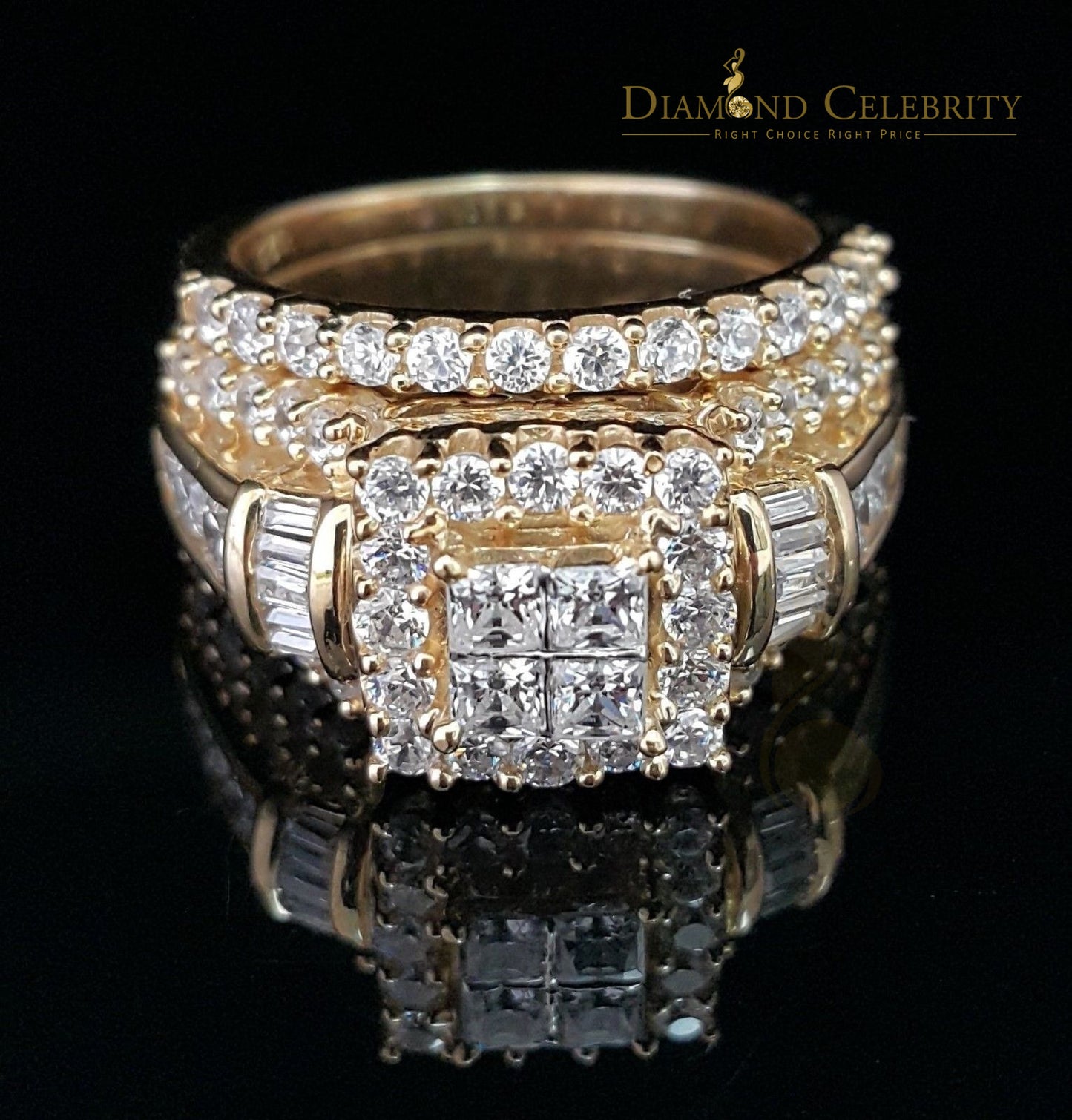 DiamondCelebritees 925 Sterling Silver Yellow 5.00ct Cubic Zirconia Bridal Womens Ring Size 7
