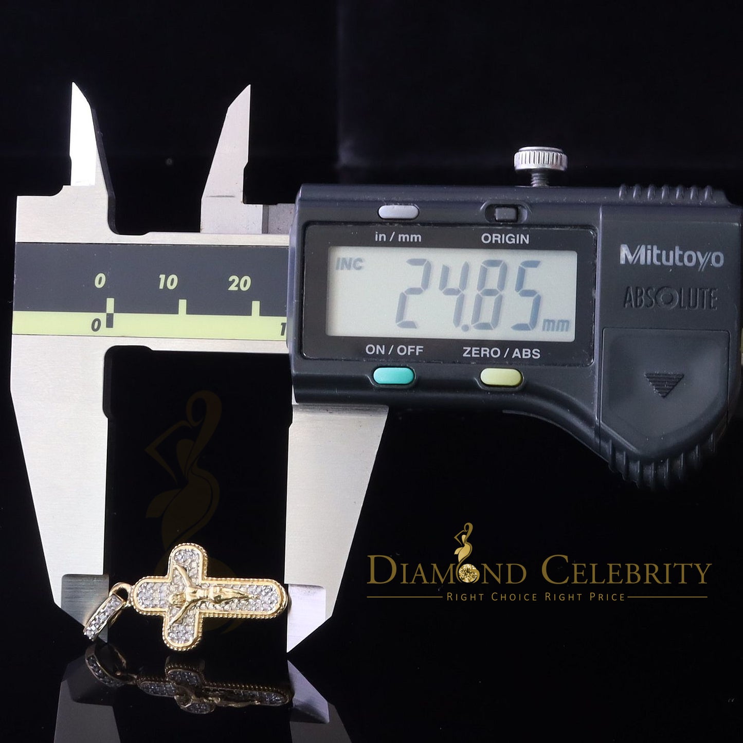 DiamondCelebritees Real 0.25ct Diamond Sterling Silver Yellow Cross Pendant