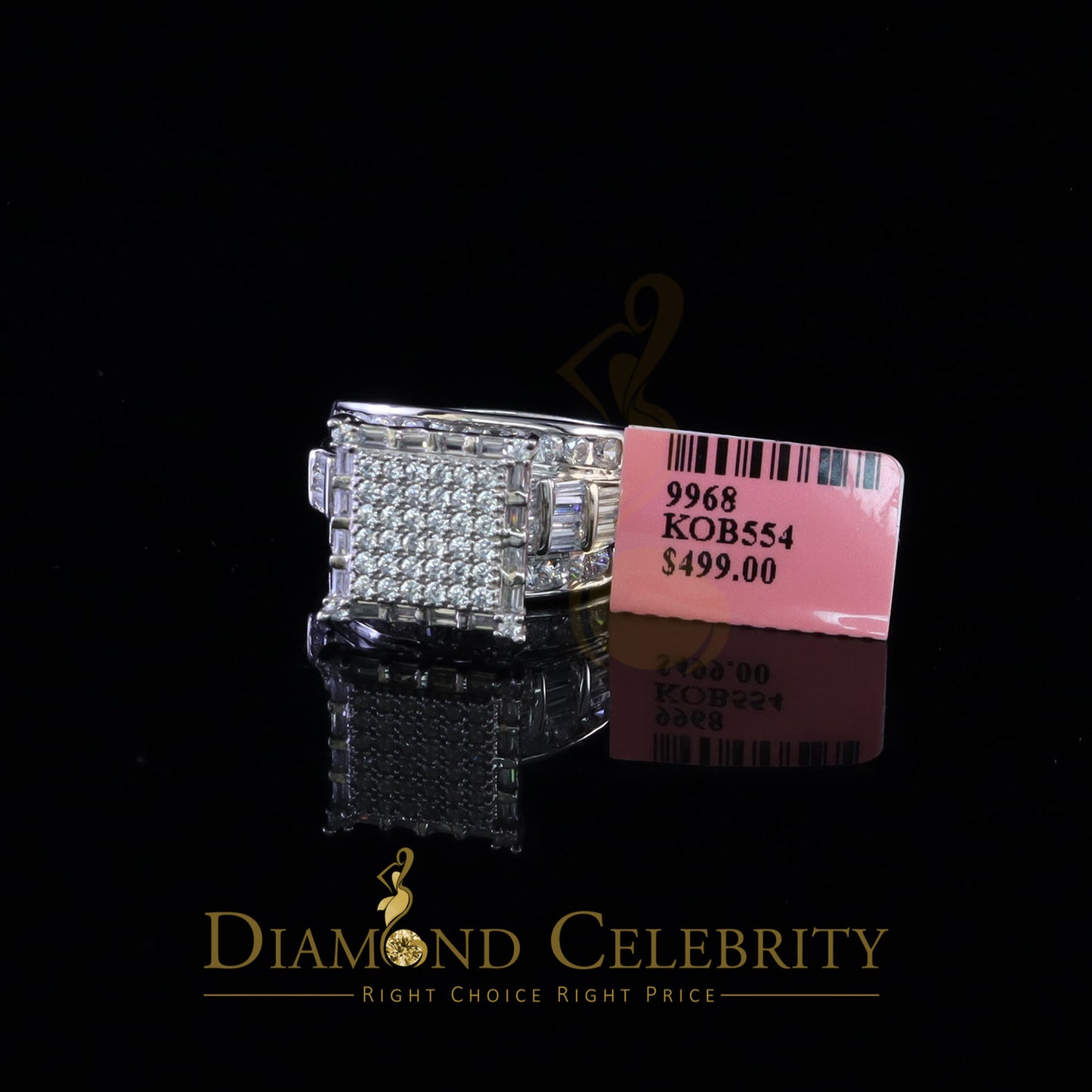 DiamondCelebritees Womens 6.04ct White Cubic Zirconia Silver Fashion Square Womens Ring Size 9