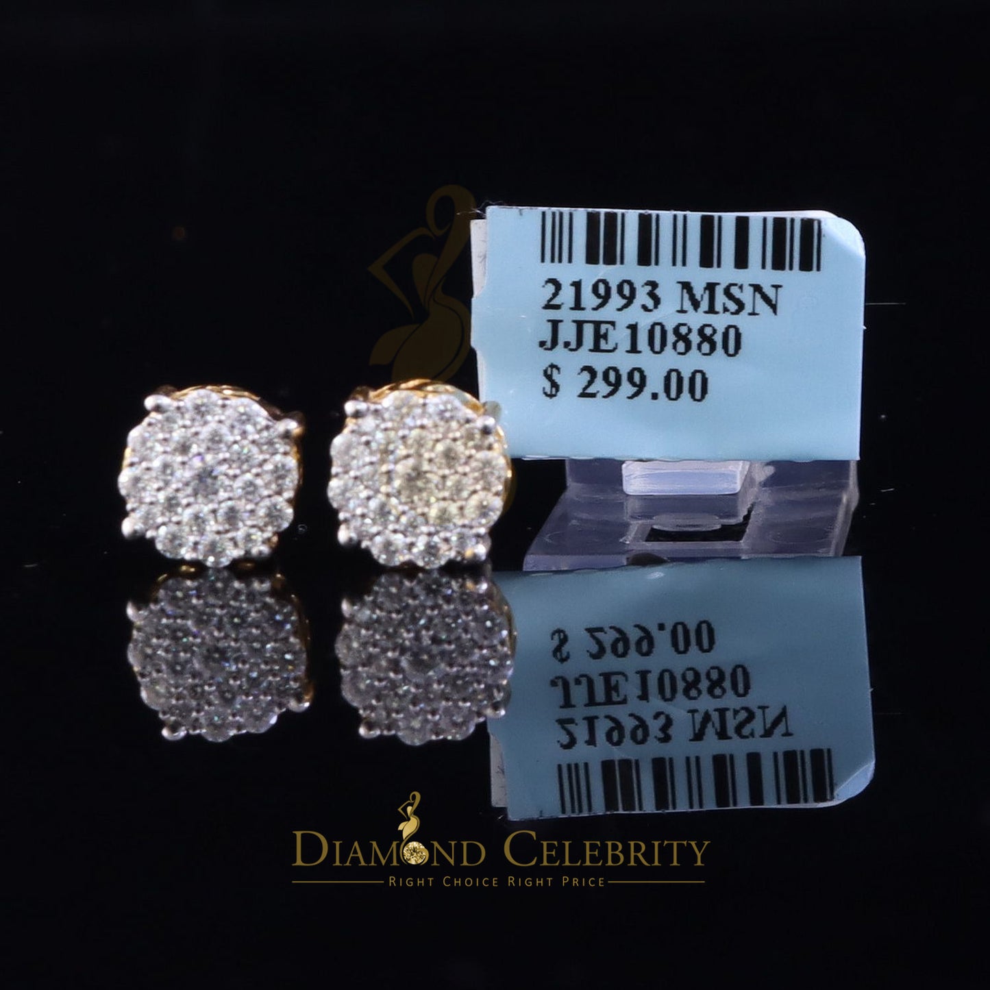 DiamondCelebritees New Women's/Mens 925 Silver Yellow 1.00ct VVS D Moissanite Round Stud Earrings