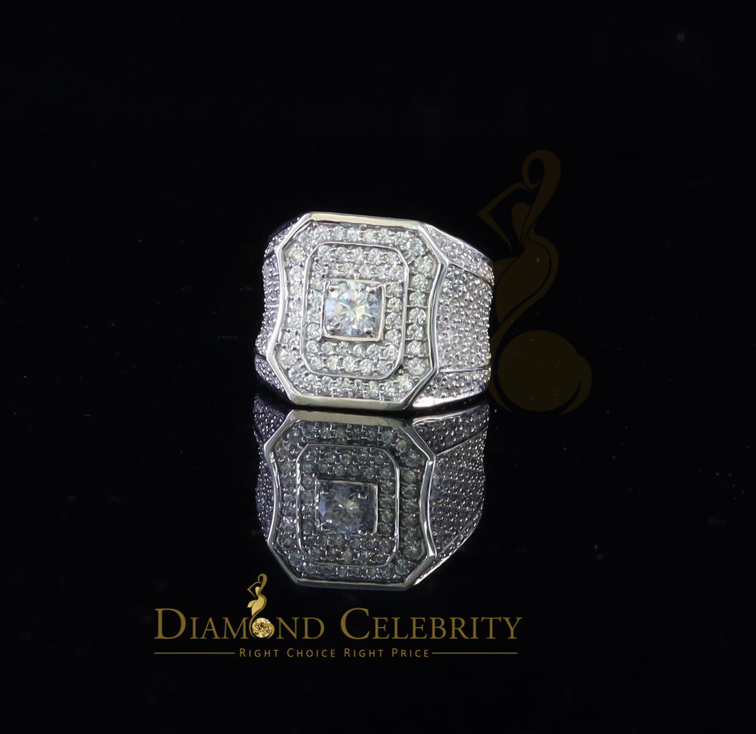 DiamondCelebritees 925 Silver White 14.00ct Cubic Zirconia Wide Band Men's Engagement Ring Size 10