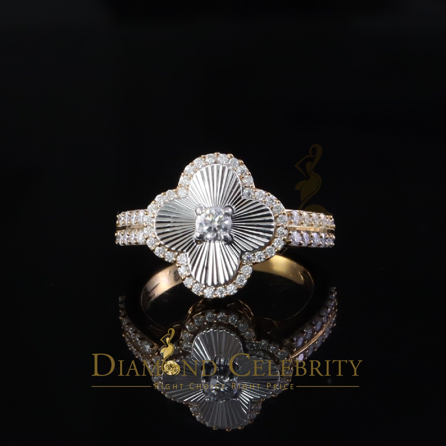 DiamondCelebritees 1.25ct VVS D Good Luck Solitaire Silver Moissanite Yellow Ring SZ 7 For Women's