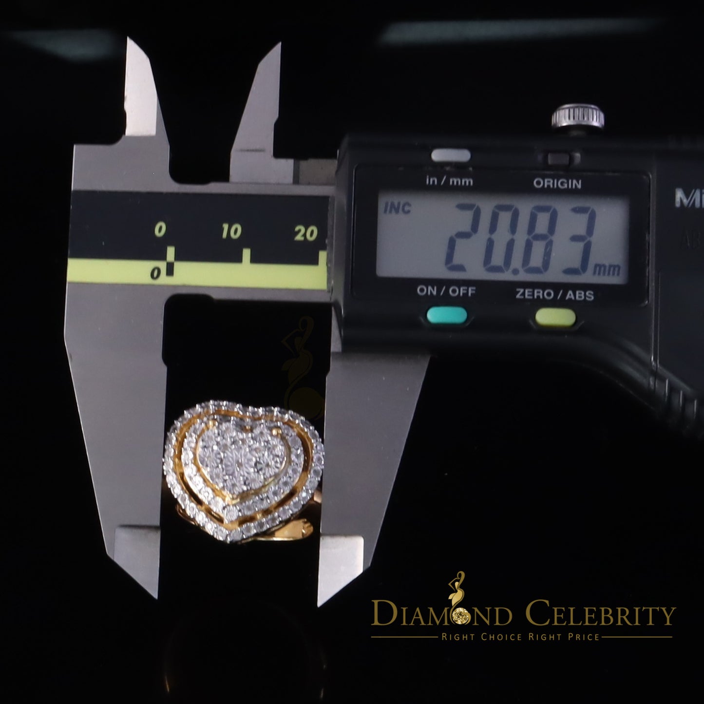 DiamondCelebritees New Yellow Double Heart Real Diamond 0.33ct 925 Sterling Silver Womens Ring SZ 8