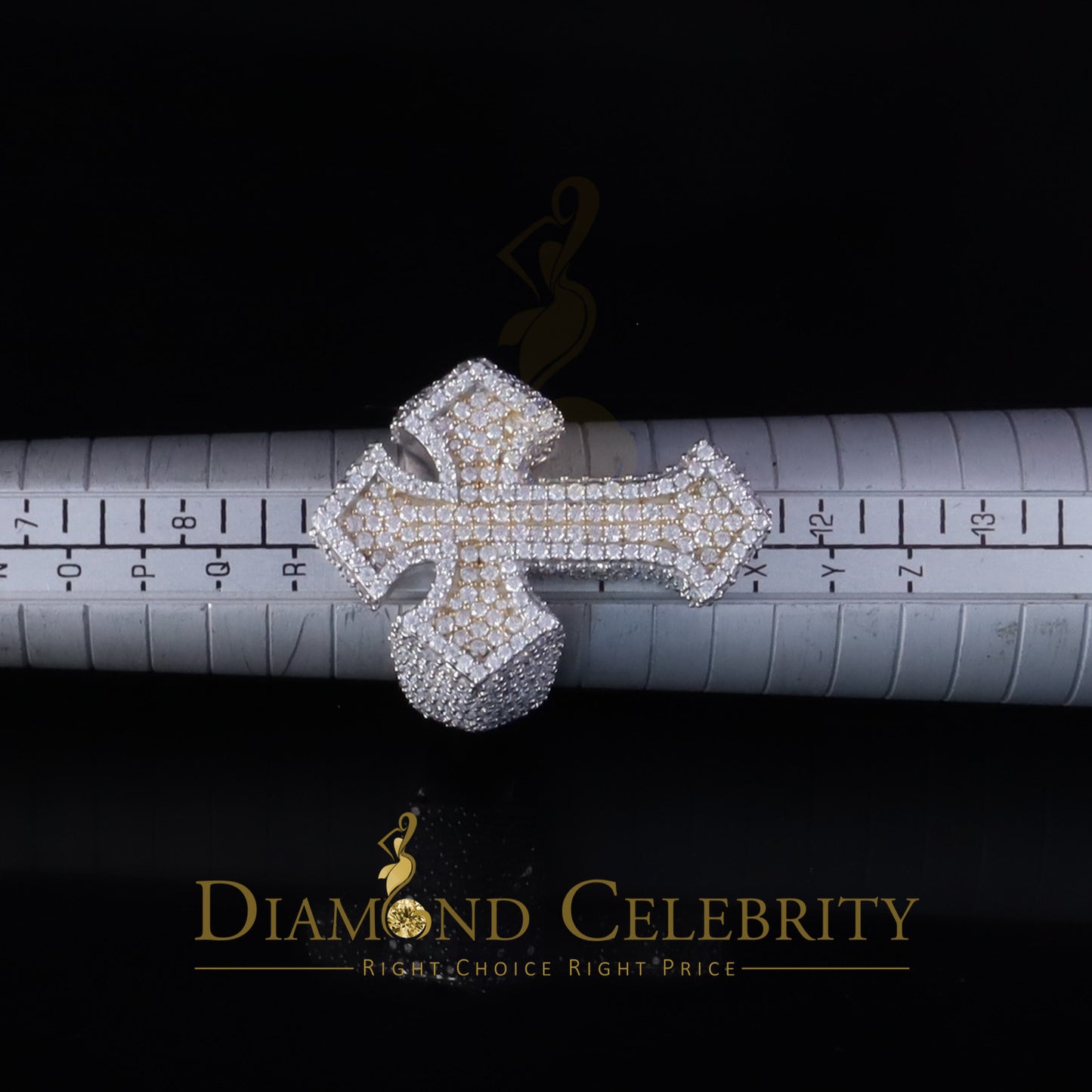 DiamondCelebritees New Men's 925 Sterling Silver 5.50ct VVS D Moissanite White Cross Rings Size 10