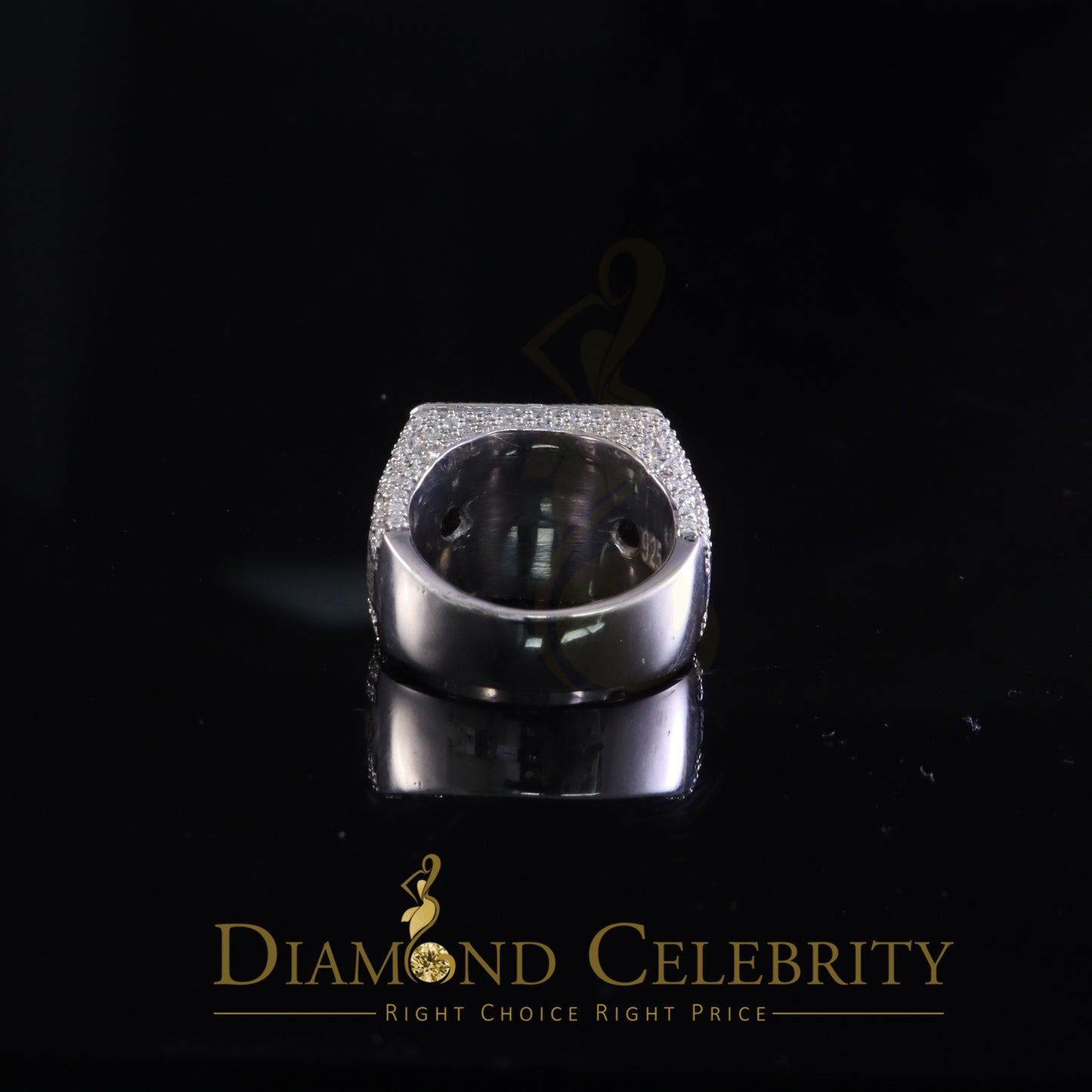 DiamondCelebritees Men's for 925 White Silver 4.50ct VVS 'D' Moissanite Rectangle Rings Size 10