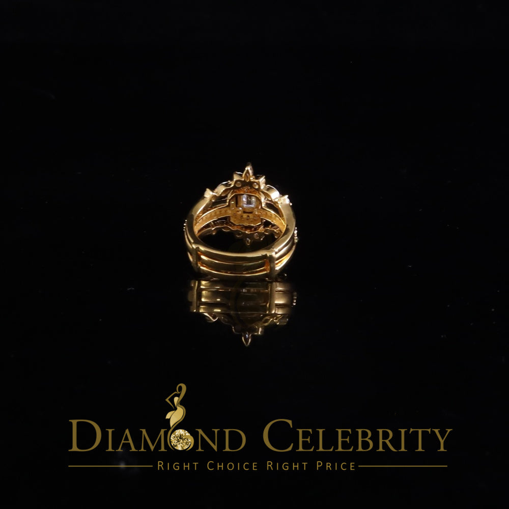 DiamondCelebritees Solitaire Enhancer Guard Wrap Ring Insert 2CT Moissanite 925 Silver Yellow SZ 7