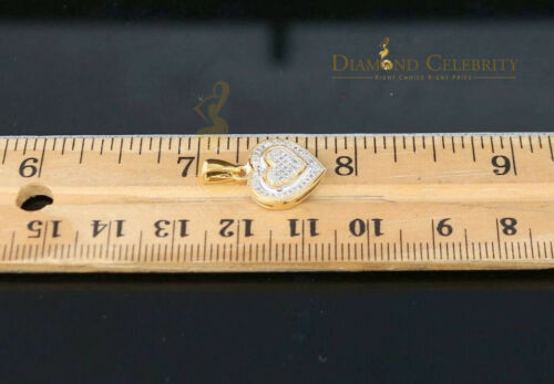 DiamondCelebritees Real 0.25ct Diamond 925 Sterling Silver HEART Charm Necklace Pendant in Yellow