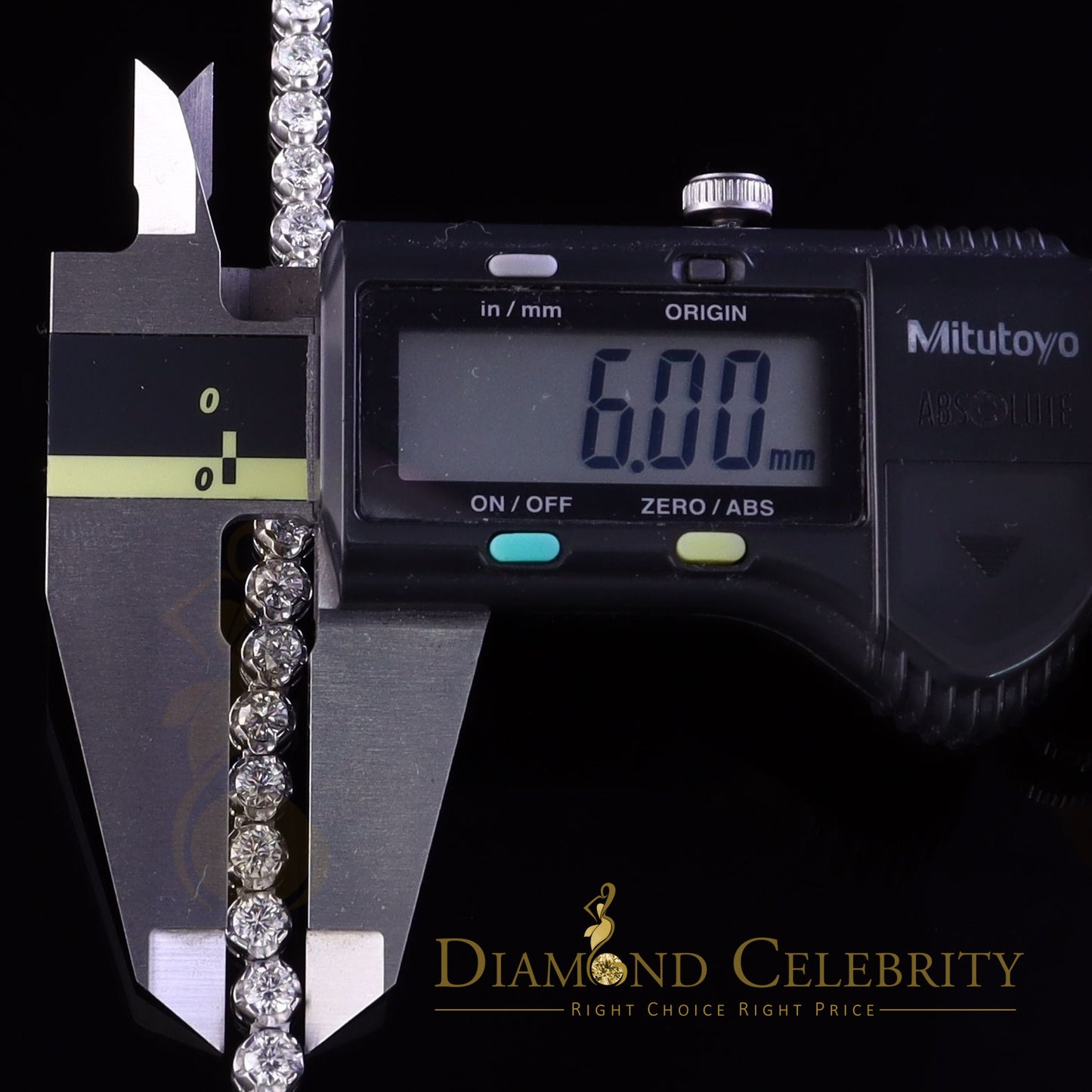 Diamondcelebritees 9ct Moissanite White 925 Silver Round Single Tennis Bracelete 6mm Thick 8" Long