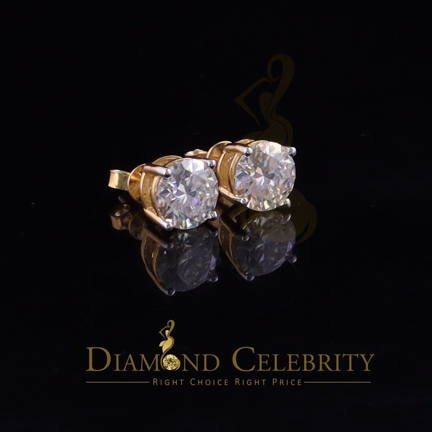 DiamondCelebritees Stud 925 silver Yellow 4.50ct VVS 'D' Color Moissanite Men & Women Earrings