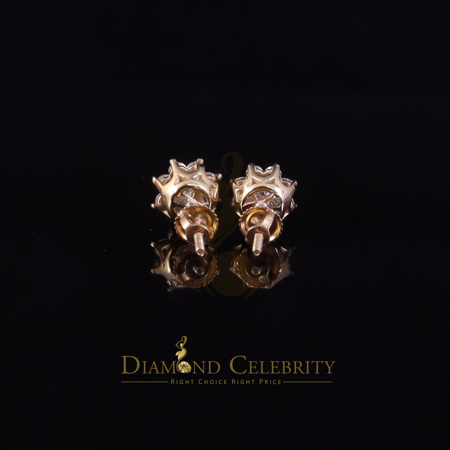DiamondCelebritees Yellow Men's/Womens 925 Silver 1.00ct VVS 'D' Moissanite Floral Stud Earrings