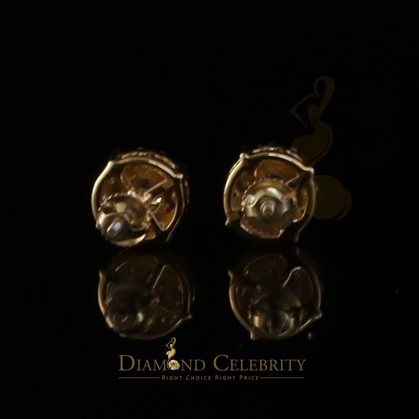 DiamondCelebritees Round Women's/Men's 925 Silver Yellow 0.75ct VVS D Moissanite Round Stud Earring