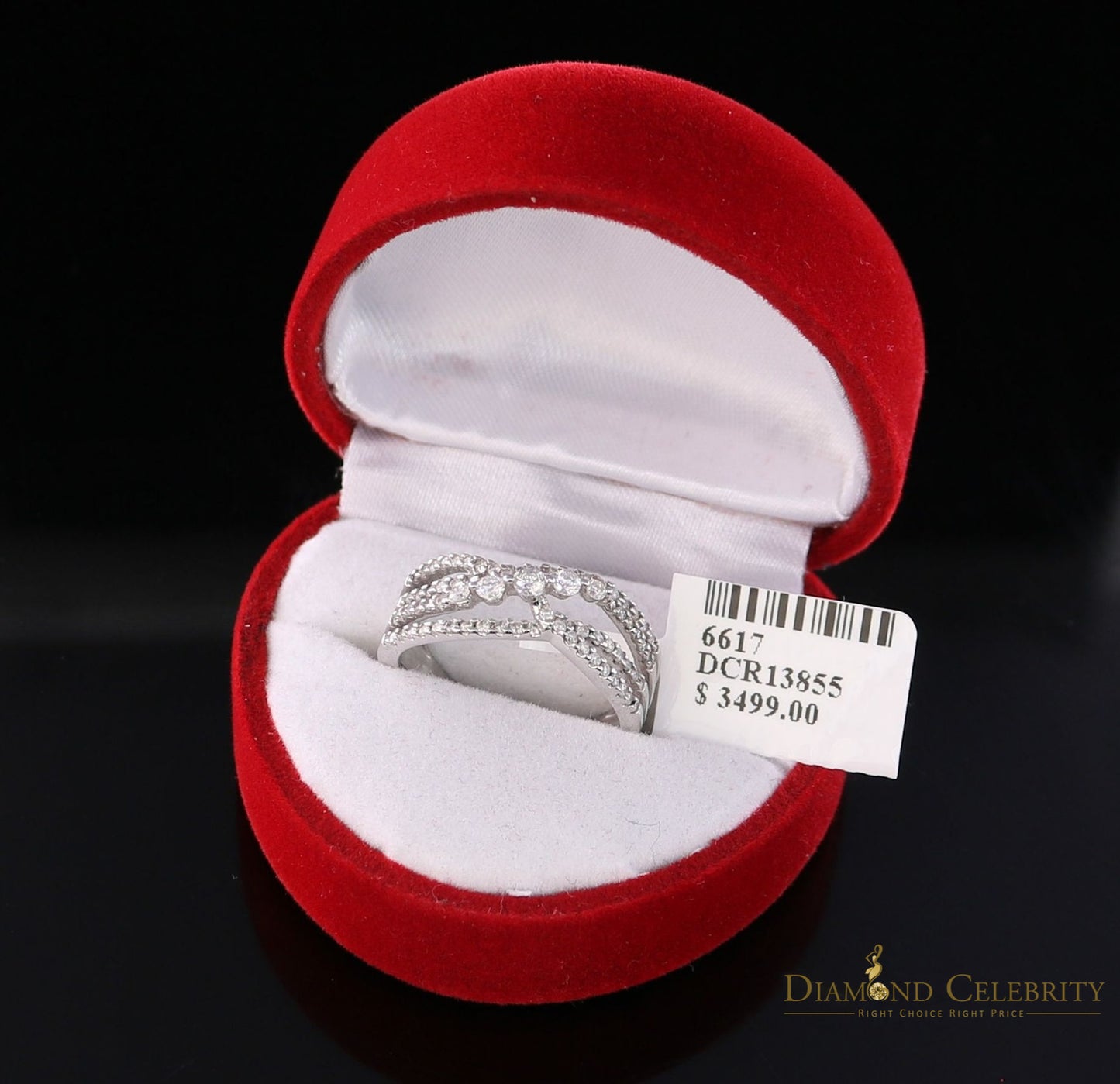 DiamondCelebritees Real 14 kt White Gold with 0.50 CT Genuine Diamond Crown Womens Ring Size 7