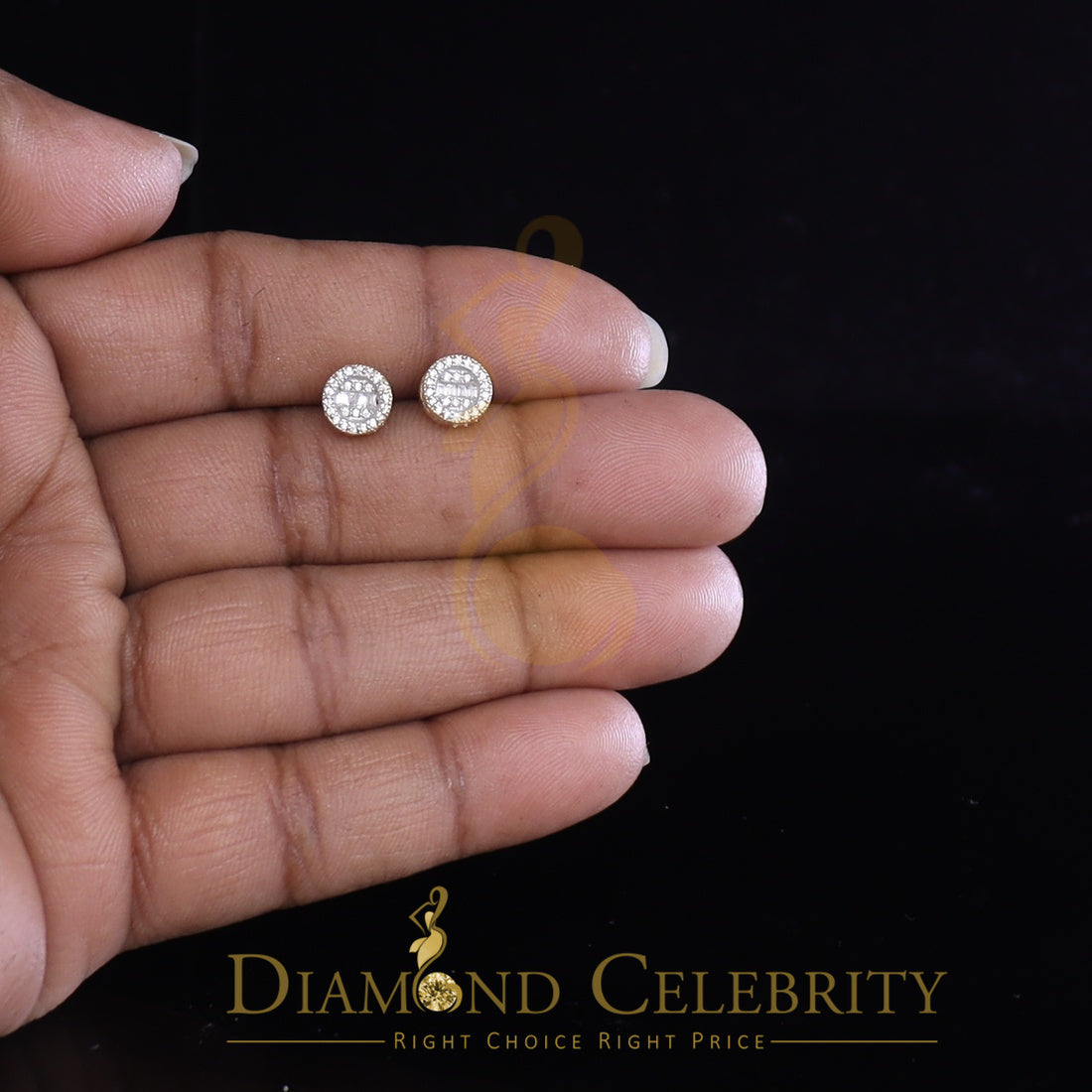 DiamondCelebritees 1.00ct VVS 'D' Moissanite Men's/Womens Sterling Silver Yellow Round Stud Earring