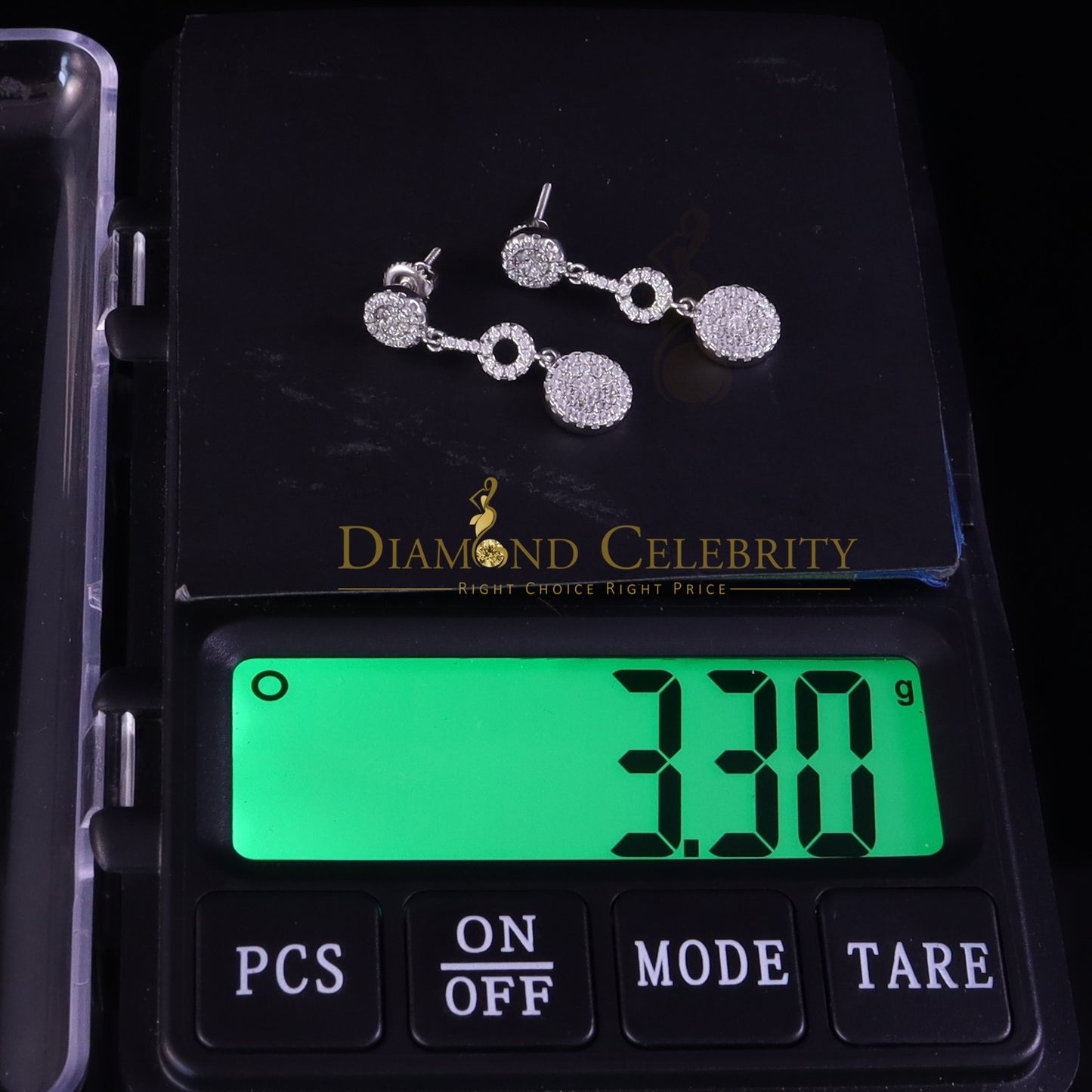 DiamondCelebritees 1.25ct Sterling White Silver Round Dangling Hip Hop For Women's & Men's Earring