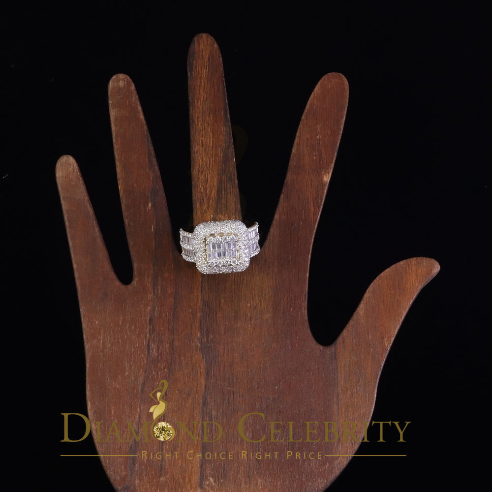 DiamondCelebritees Men's White 925 Silver 5.50ct VVS D Baguett Moissanite Square Pinky Ring Size 11