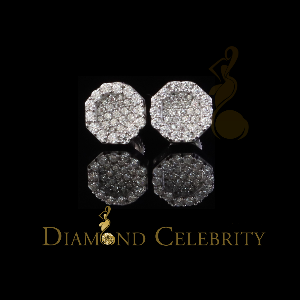 Diamondcelebritees 925 White Silver 0.66ct VVS 'D' Moissanite Octagon Stud Earring Men's/Womens