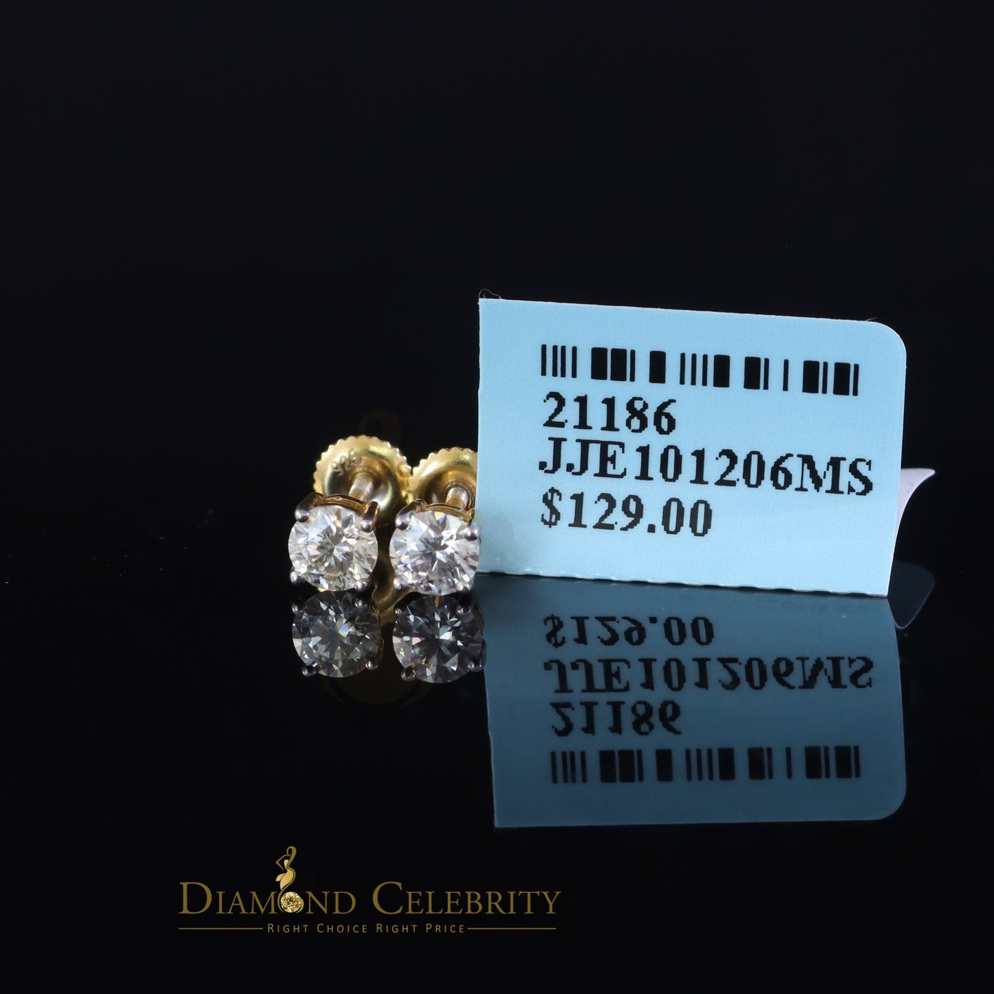 DiamondCelebritees Round 0.50ct VVS 'D' Moissanite Men's/Womens 925 Silver Yellow Stud Earrings