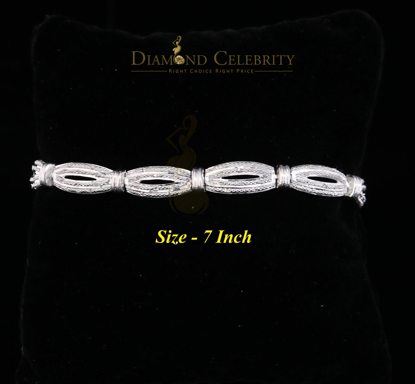 Diamondcelebritees 925 Silver Ladies White 0.20CT Genuine Diamonds Exotic Design Bracelete Size 7''