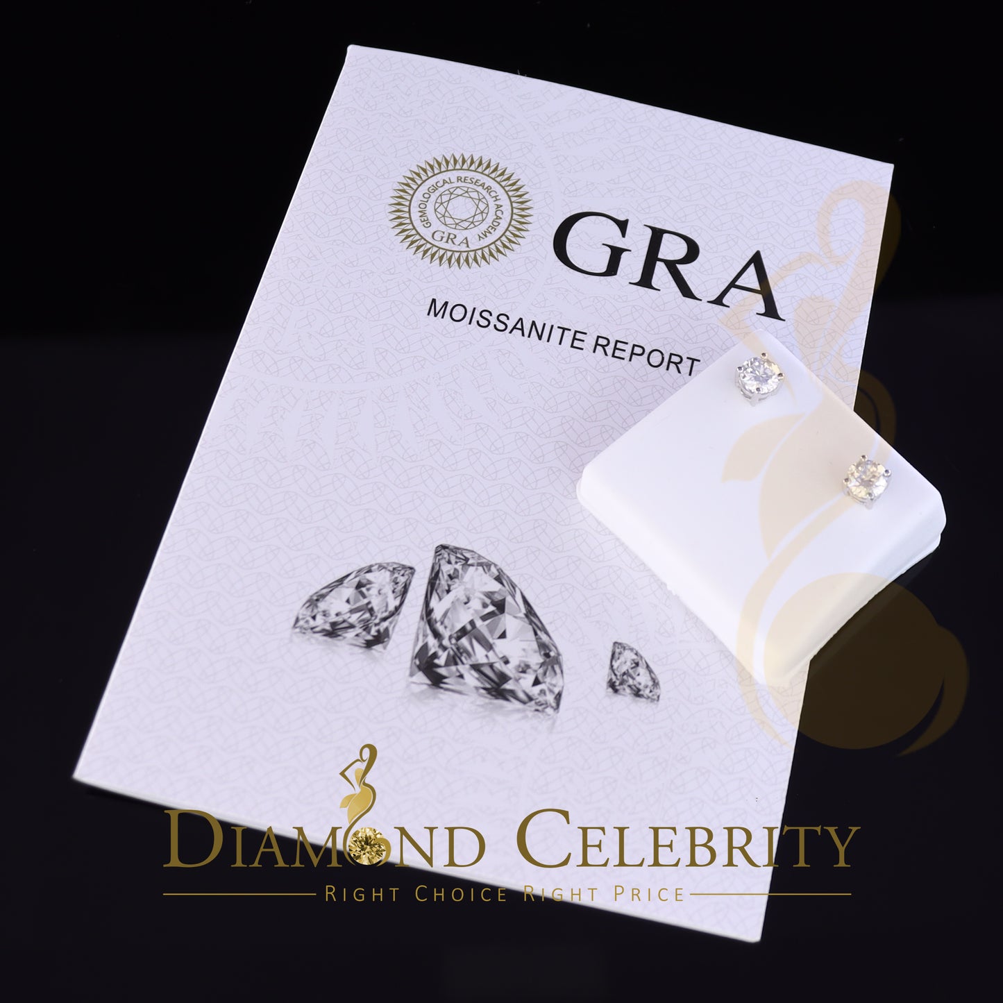 Diamondcelebritees 1.25ct VVS 'D' Moissanite Men's/Womens 925 Silver White Round Stud Earrings