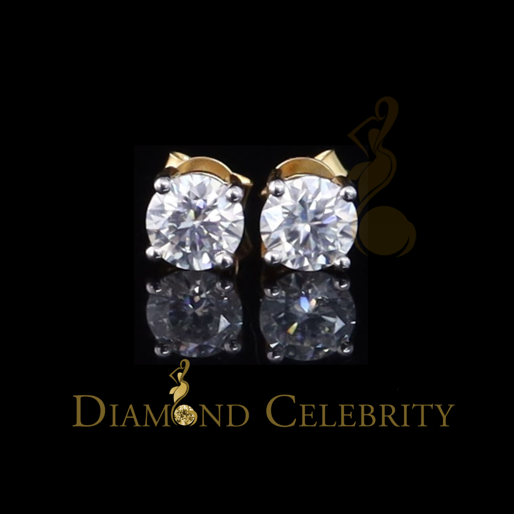 DiamondCelebritees 2.50ct VVS 'D' Moissanite Men's/Womens 925 Silver Yellow Round Stud Earrings