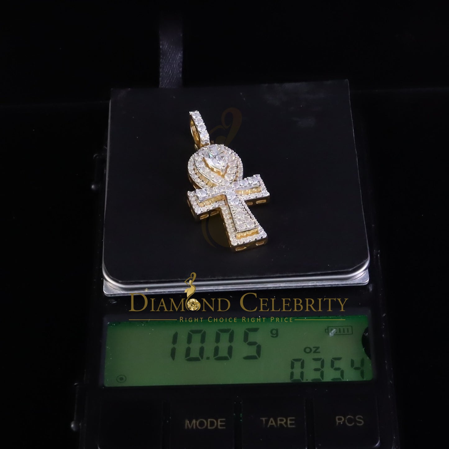 Diamondcelebritees New Ankh Pendant 925 Yellow Silver Sterling 3.50ct VVS D Moissanite Men's/Womens