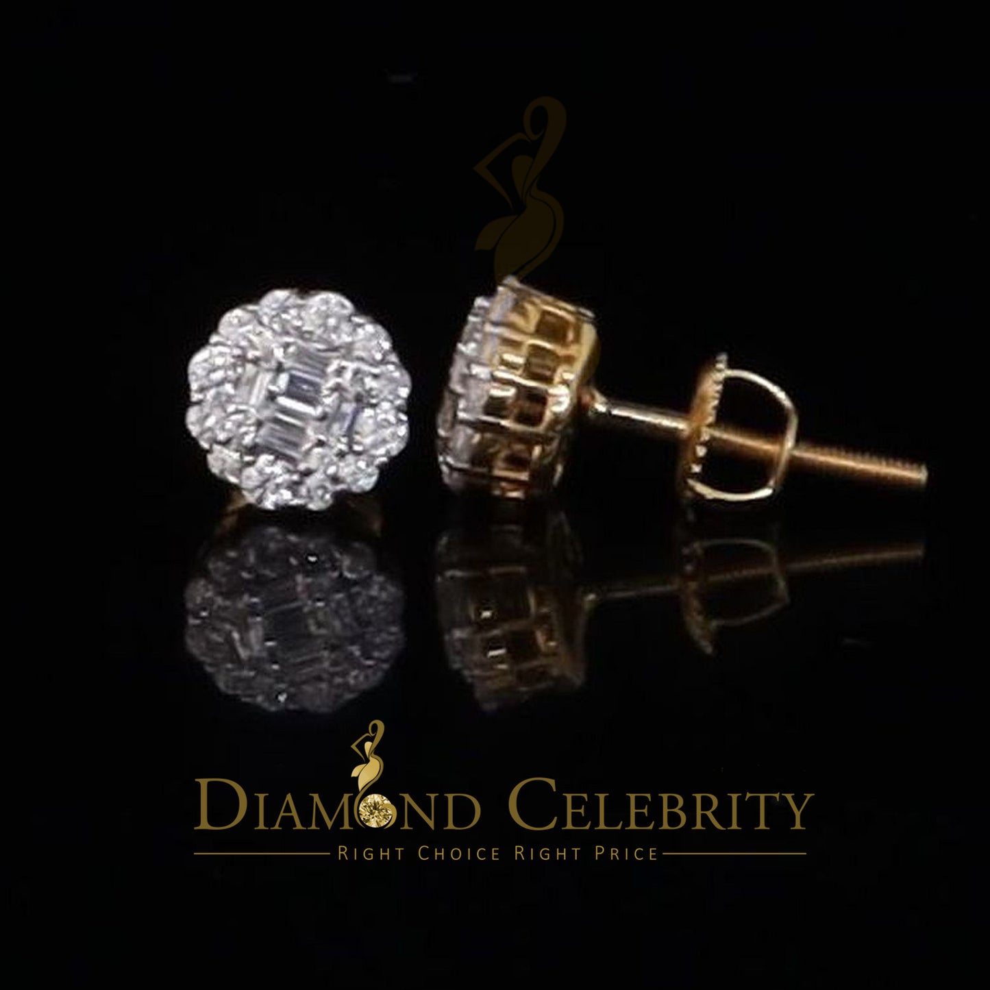 DiamondCelebritees 925 Yellow Sterling Silver 0.74ct Cubic Zirconia Women's Hip Hop Flower Earrings