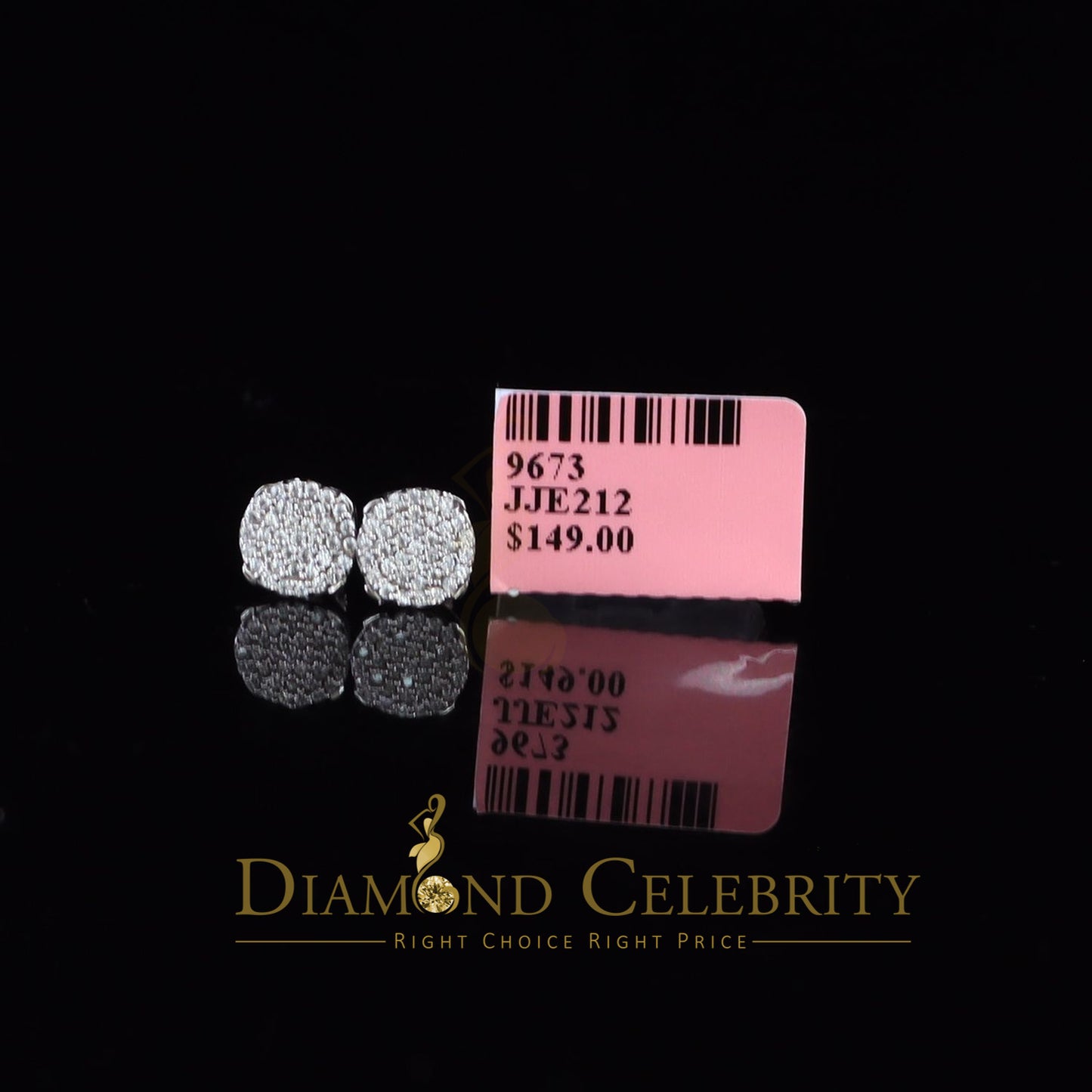 DiamondCelebritees Aretes Para Hombre 925 White Silver 0.74ct Cubic Zirconia Round Women's Earrings