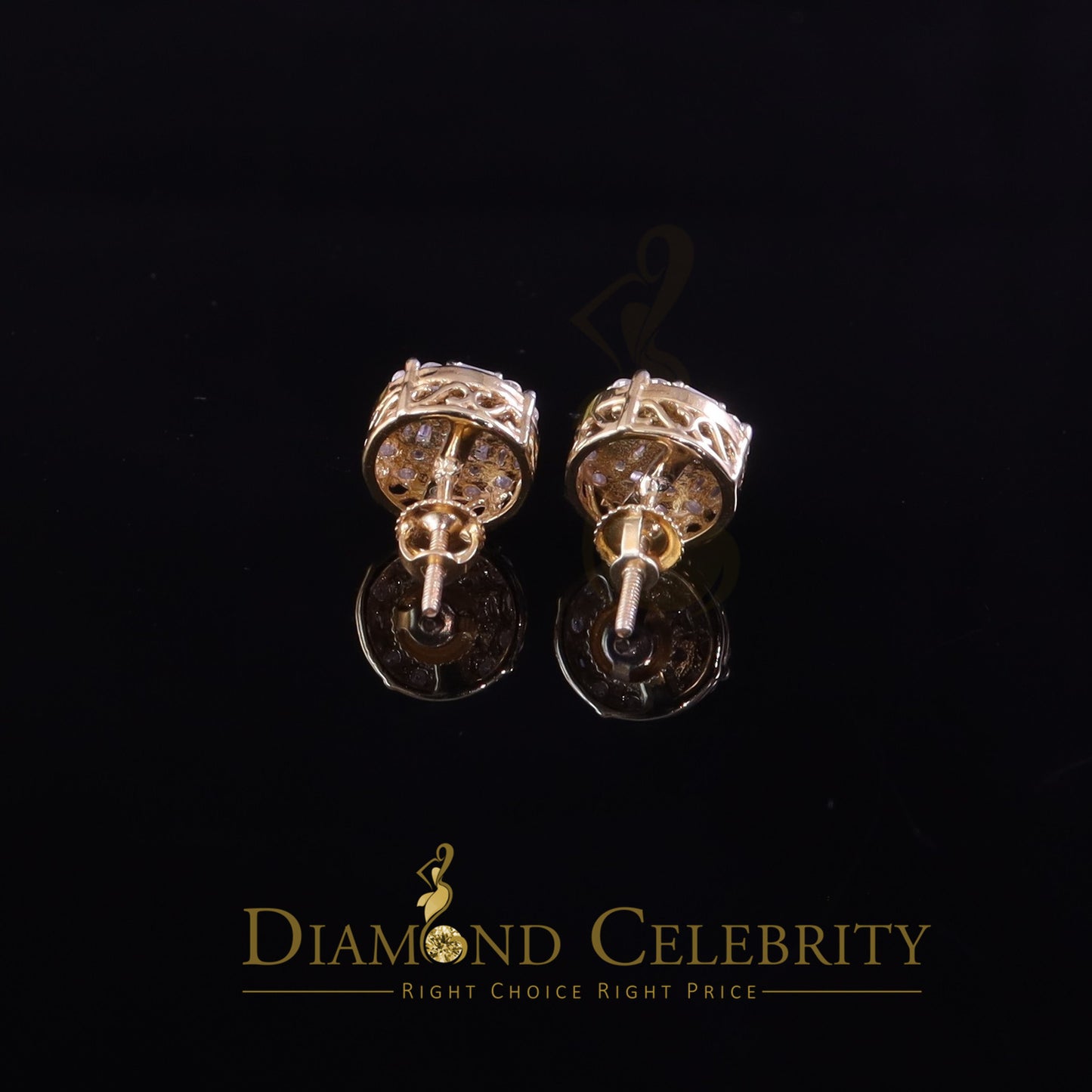 DiamondCelebritees Mens/Womens 925 Silver Yellow 1.50ct VVS 'D' Moissanite Stud Round Earring
