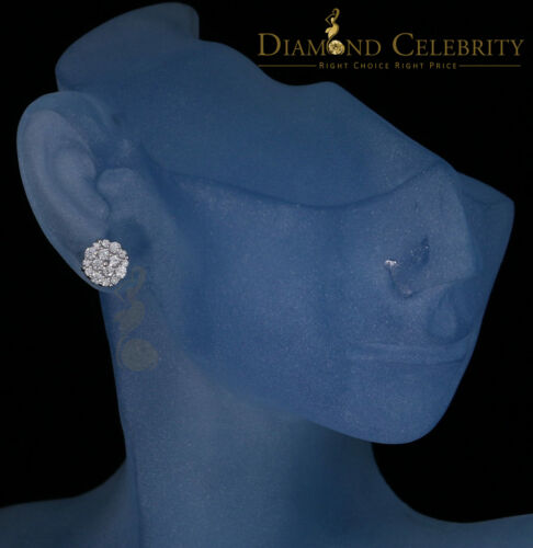 DiamondCelebritees 925 White Silver Sterling 0.87ct Cubic Zirconia Round Women's Stud Earrings