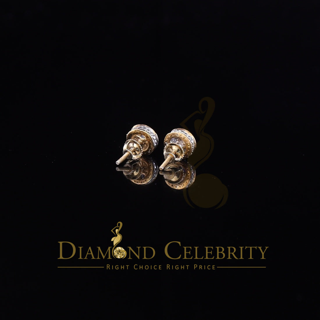 DiamondCelebritees 1.00ct VVS 'D' Moissanite Men's/Womens Sterling Silver Yellow Round Stud Earring