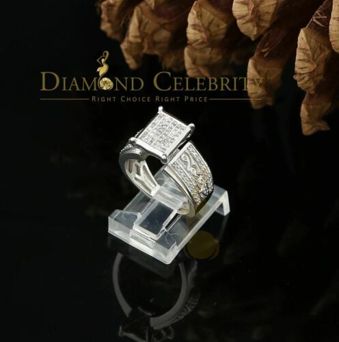 DiamondCelebritees Real Diamond 0.50 CT 925 Silver White Shiny Womens Square Engagement Ring Sz 8