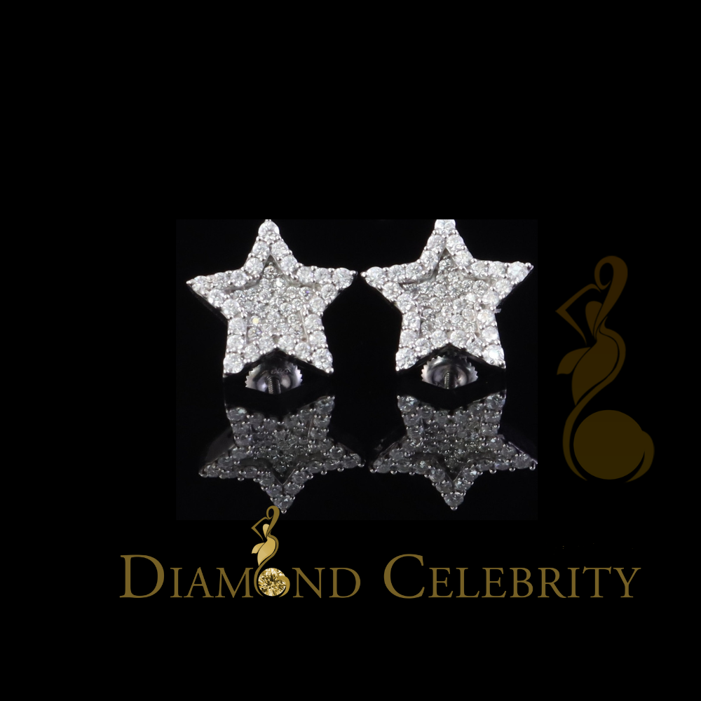 Diamondcelebritees 925 White Silver 1.00ct VVS 'D' Moissanite Star Stud Earring Men's/Womens