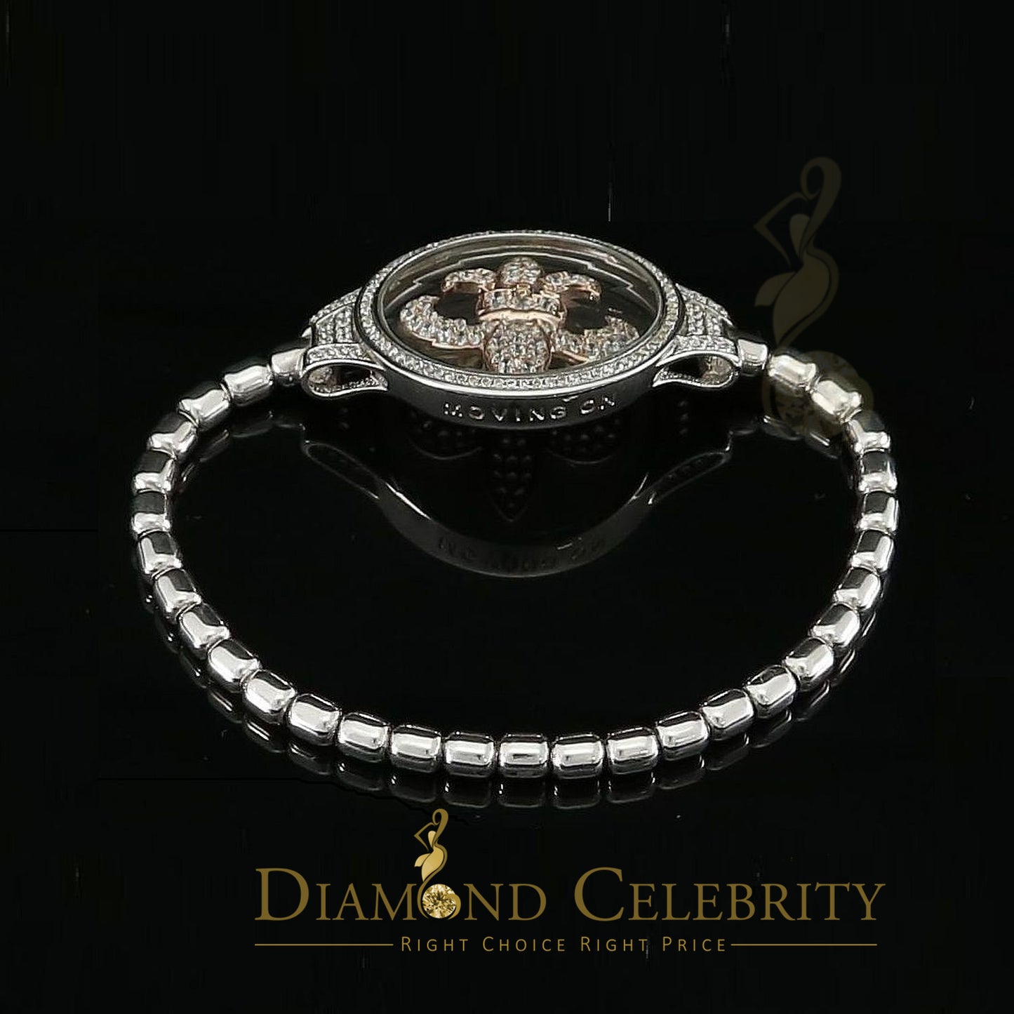 Diamondcelebritees Cubic Zirconia Size Long 7 inches 925 Sterling Silver White Dancing Bracelet