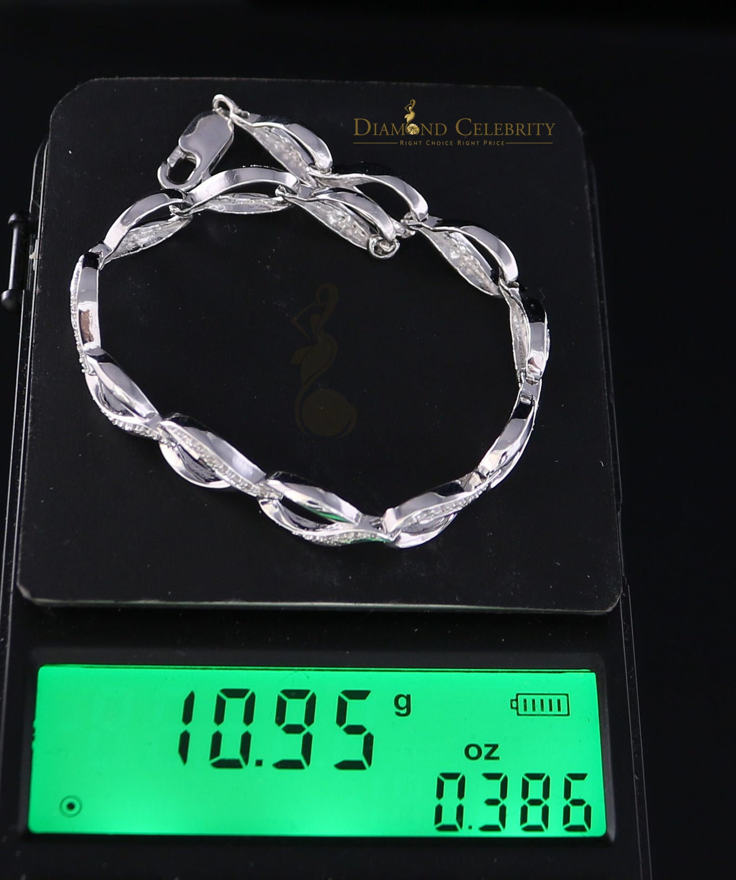 Diamondcelebritees 0.20CT Real Diamond 925 Sterling Silver White Fancy Bracelet Size 7 Inches