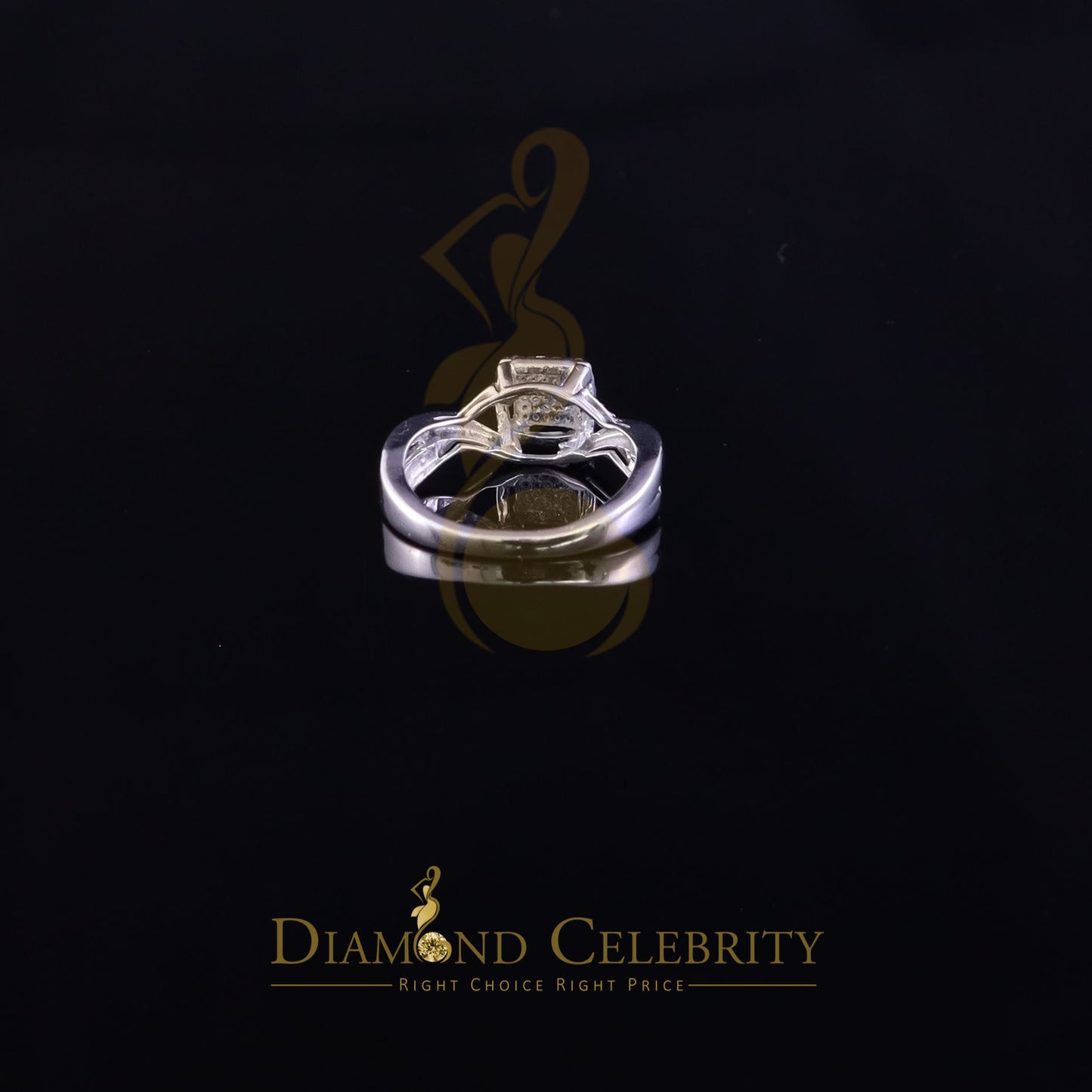 DiamondCelebritees 0.10CT Real Diamond 925 White Silver Womens Square Engagement Ring Size 6.5